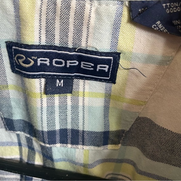 VTG Roper‎ Long Sleeve Button Up Shirt Medium Western Cowboy Rodeo Plaid - Picture 5 of 5